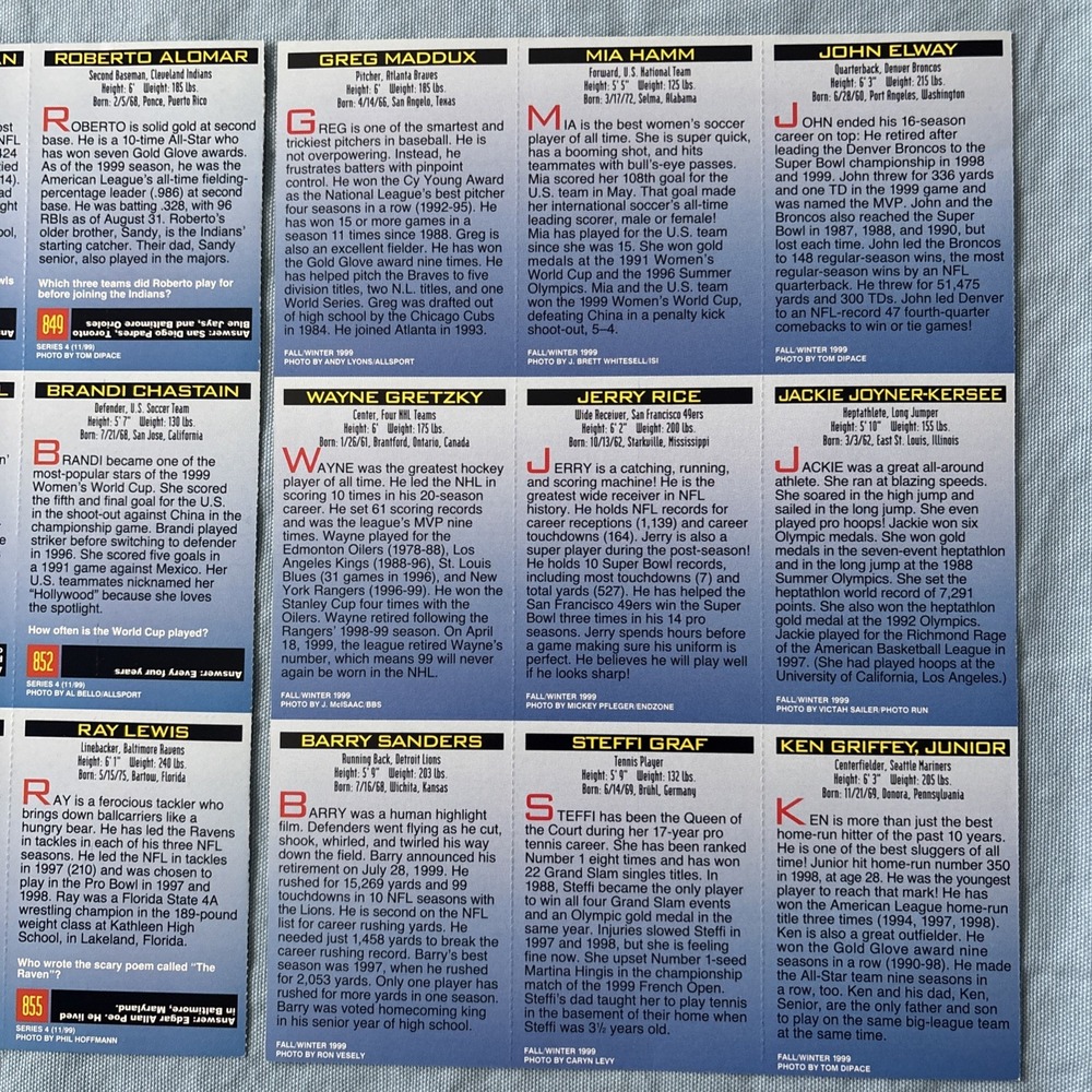 1992 Sports Illustrated for Kids 2 uncut SI sheets Mia Hamm , Jerry Rice, Lewis - Picture 6 of 7